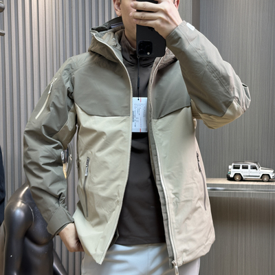 防水压胶冬季男士加厚连帽羽绒服