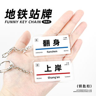 原创上岸翻身地铁站牌挂件考公研究生搞怪学生打工人礼物钥匙扣链