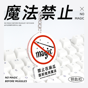 原創(chuàng)禁止在麻瓜面前使用魔法掛件 警告搞怪周邊書包筆袋車鑰匙扣