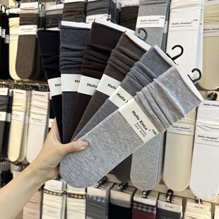 5双包邮XINLU1959袜子冬加厚保暖柔软羊绒纱中筒袜子百搭堆堆袜女