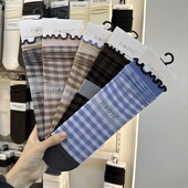5双 包邮 JIAOSE30418堆堆格子袜子女英伦复古中筒袜百搭无骨学院风