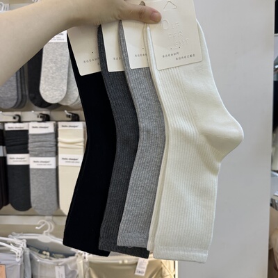 5双包邮精灵织造DIFFERENT袜子女秋冬堆堆袜2025竖条显瘦中筒袜