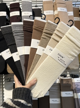 5双包邮CHUN袜子女秋冬季羊绒袜保暖中筒袜加厚堆堆袜无骨长袜