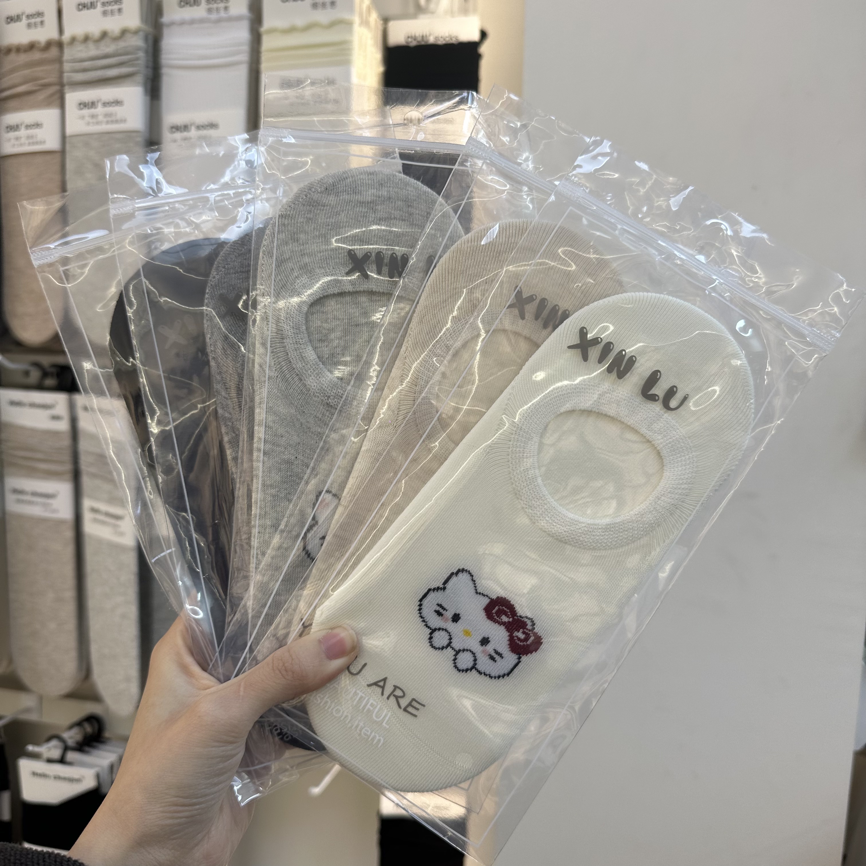 5双包邮xinlu袜子女浅口短袜夏季薄款纯棉可爱夏天隐形船袜防滑