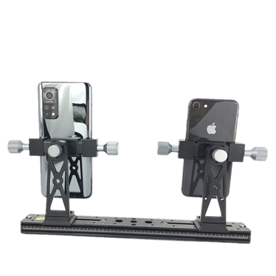金属手机夹二机位直播支架