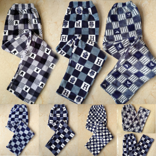 加大码 加绒加厚秋冬男士 睡衣裤 子门襟长裤 冬季 家居裤 法兰绒男睡裤