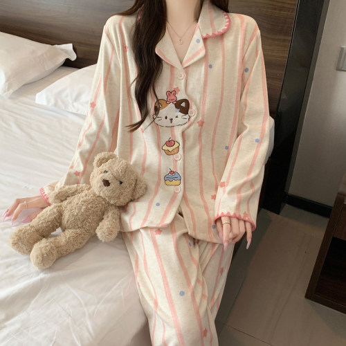 2026睡衣女秋冬羊绒开衫卡通可爱