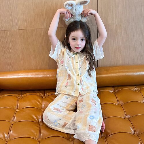 女童新款棉家居服套装