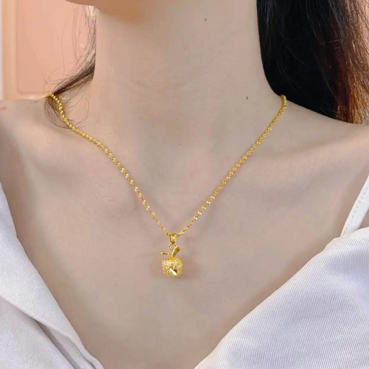 实心仿金招财平安果项链