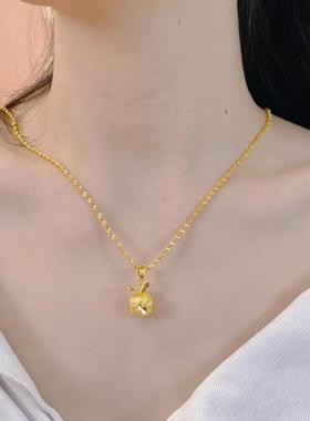 实心仿金招财平安果项链