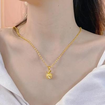 实心仿金招财平安果项链