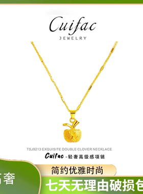 时尚简约优雅高级轻奢感项链女平安果镀k金不掉色项链首饰女