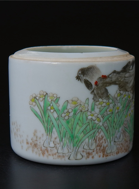 浅绛彩光绪花鸟陶瓷艺术品