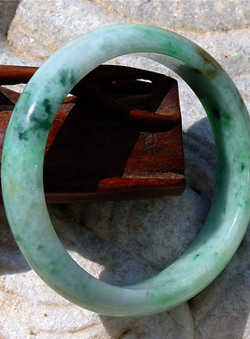 晴=妍3531天然缅甸A货老坑正阳绿黄翡双彩翡翠手镯子宝玉石证书58