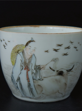 快=晴清代浅绛彩人物牛郎鹊桥佳会缸瓷器陶瓷文人瓷艺术品收藏