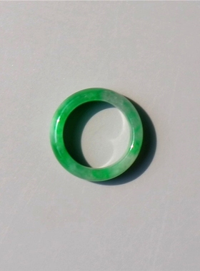 度=花0887天然A货缅甸老坑正阳绿翡翠戒指环冰糯种宝玉石证书18