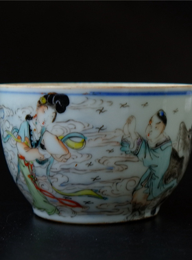 浅绛彩牛郎织女陶瓷艺术品