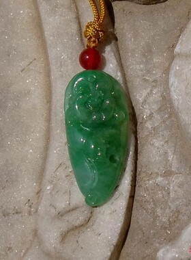 雨=深8865天然A货缅甸老坑正阳绿翡翠佛公吊坠挂件冰糯种证书复检