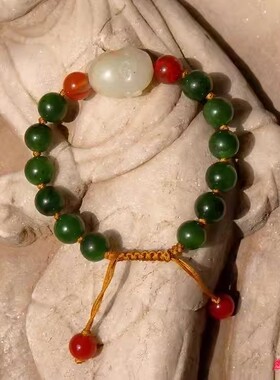 天然新疆和田玉籽料手链手串