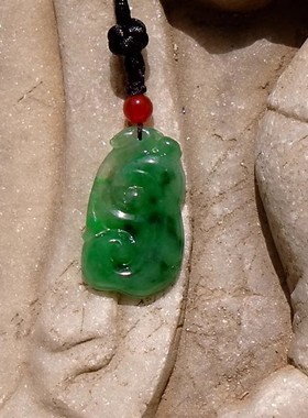香=露1736天然A货缅甸老坑正阳绿翡翠如意吊坠挂件宝玉石证书复检