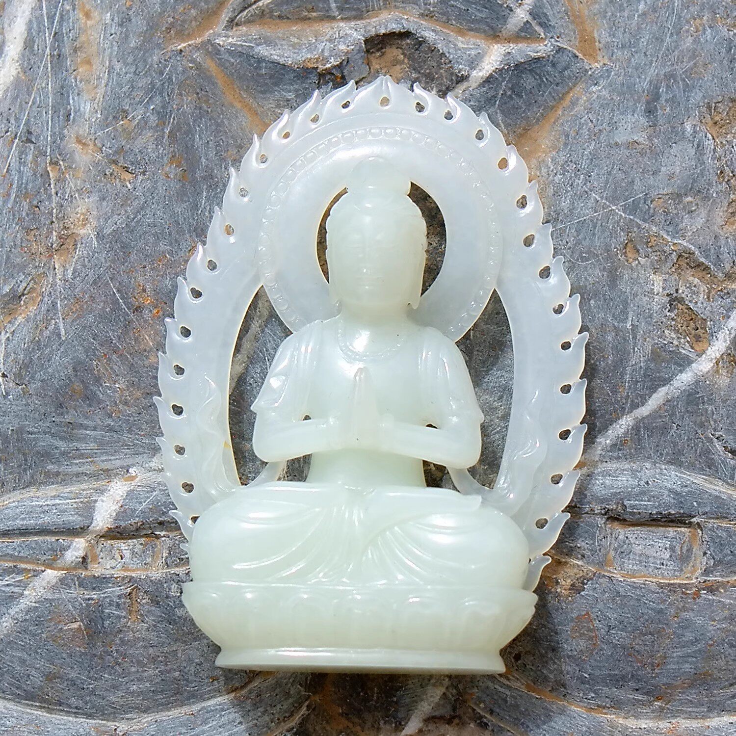 云=海0344天然新疆和田玉白羊脂玉籽料观音菩萨大把件摆件带证书