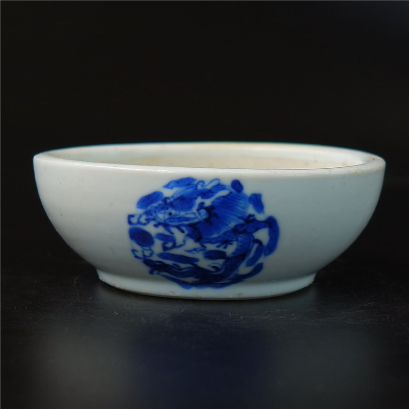 无=尘清代乾隆青花龙纹小钵缸瓷器陶瓷文人瓷艺术品收藏