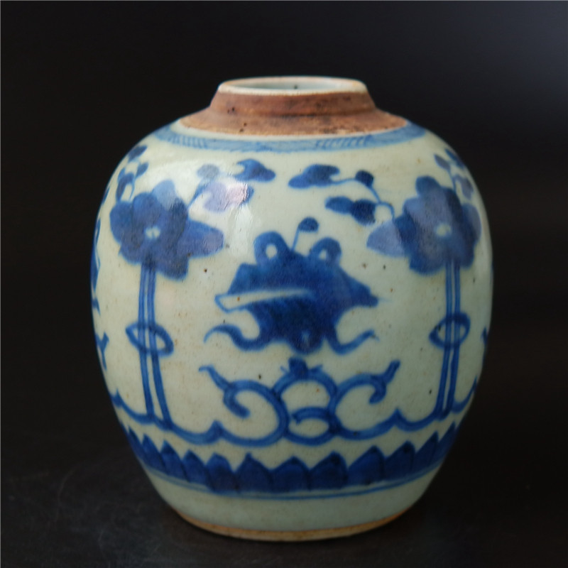 芳=庭清代中期青花罐完整瓷器陶瓷文人瓷艺术品收藏