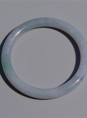 春=罗2077天然A货缅甸老坑紫罗兰春带彩翡翠圆条手镯子证书复检55