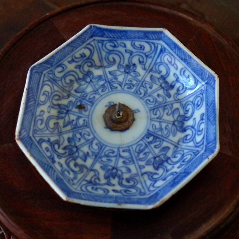 琴=心清代康熙青花八角盘瓷器陶瓷文人瓷艺术品收藏