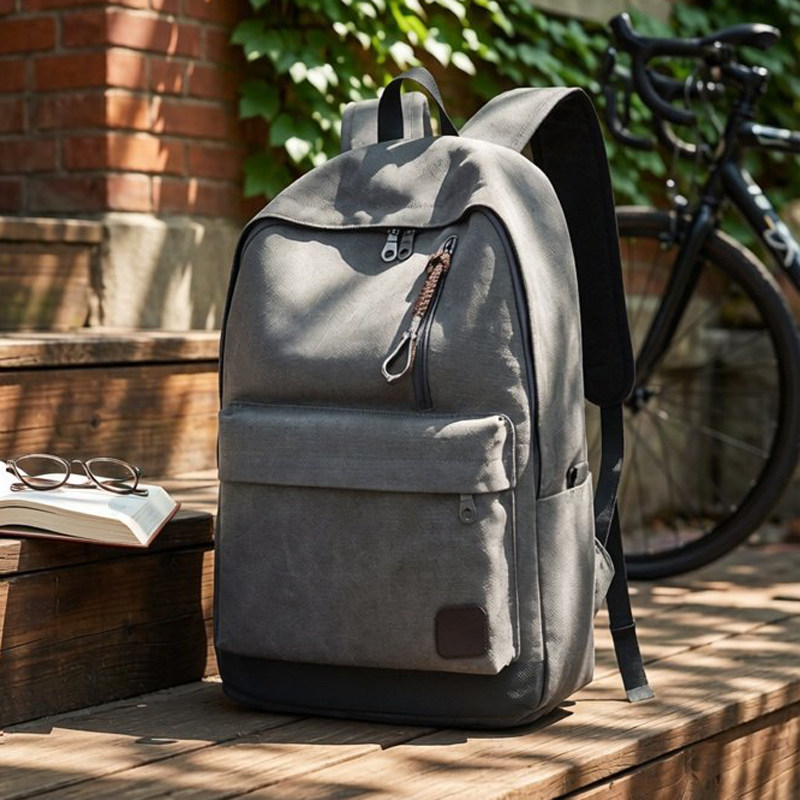 男士双肩包男款上班大学生书包男式休闲电脑包男帆布户外旅行背包