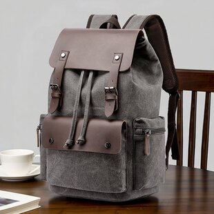 出差电脑包旅行抽绳束口袋背包男 休闲帆布包包男式 男士 双肩包男款