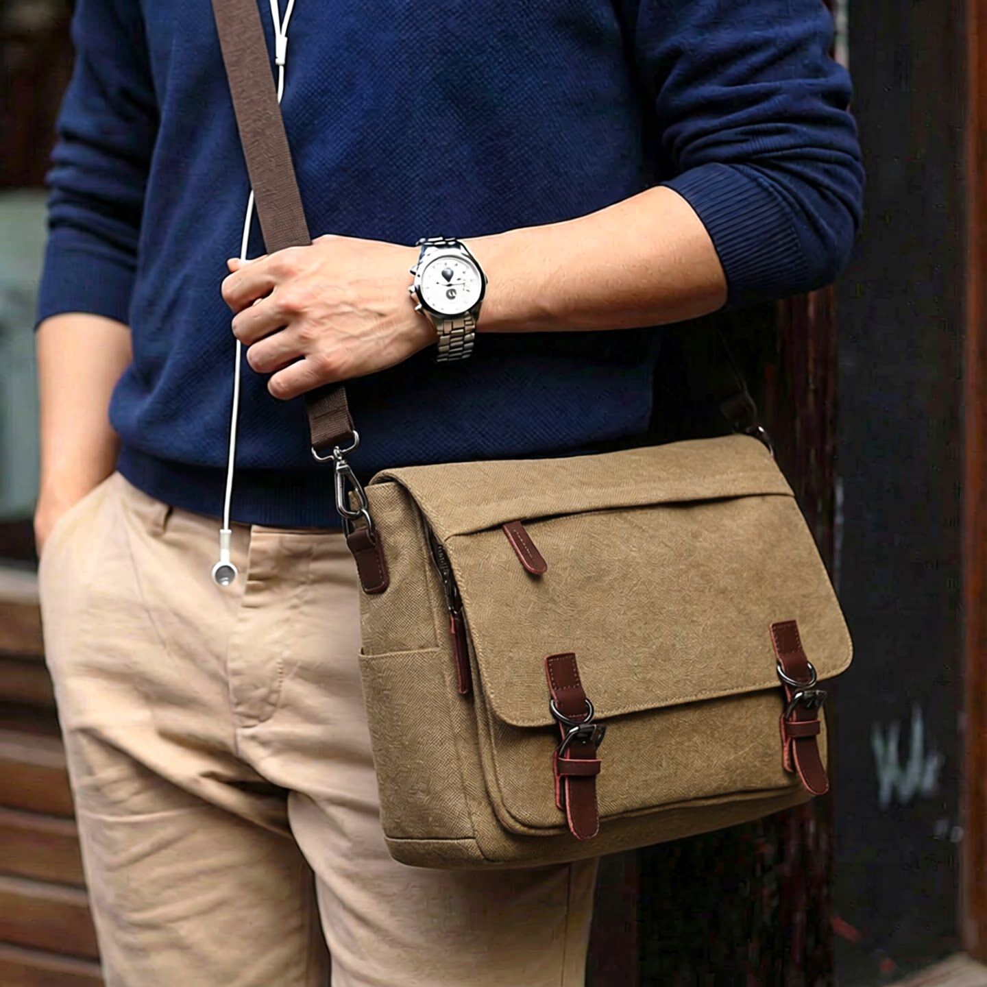 男士凡布的单肩包男大容量书包帆布斜挎包男式包挂包休闲男款背包
