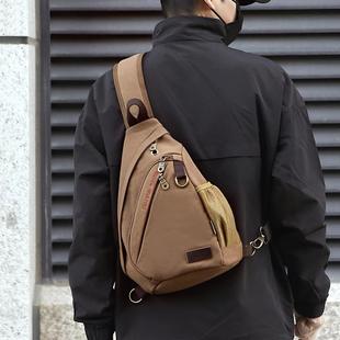 男士胸包斜挎大容量帆布新款休闲单肩斜挎包男款包运动旅行背包男