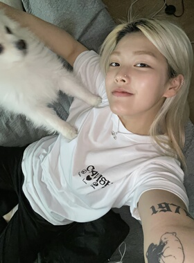 [REコンテナ] CAVISH PLUR韩版夏季简约前后字母印花短袖T恤男女