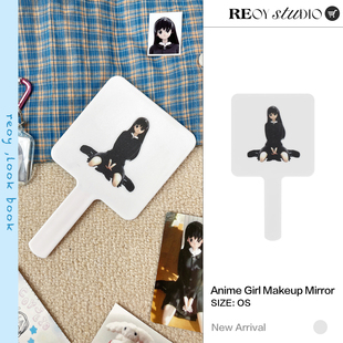 STUDIO定制定制日系卡通动漫少女化妆镜镜便携家用手持镜女 REOY