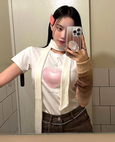 韩系纯欲风y2k甜辣妹修身款短袖