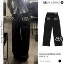 REOY Stu”韩版ason字母刺绣休闲裤宽松直筒显瘦高腰阔腿长裤女