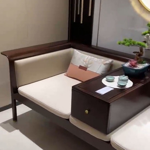 乌金木罗汉床现代简约客厅三人位沙发家具别墅酒店高端定制 新中式