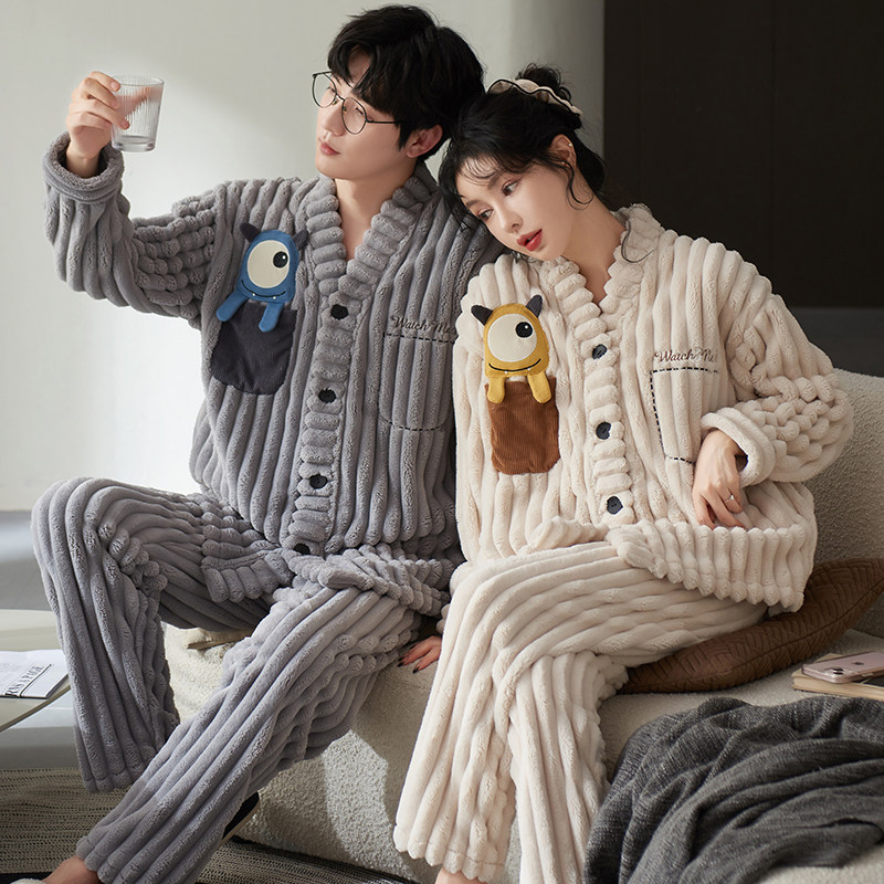 芬腾可安情侣睡衣秋冬款珊瑚绒加厚保暖家居服法兰绒一男一女套装,女士内衣/男士内衣/家居服,睡衣/家居服套装,淘宝优惠券,粉丝福利购,淘宝优惠卷