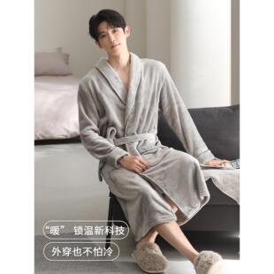 「礼盒装」芬腾可安男士睡袍男冬珊瑚绒加厚浴袍睡衣秋冬2025新款