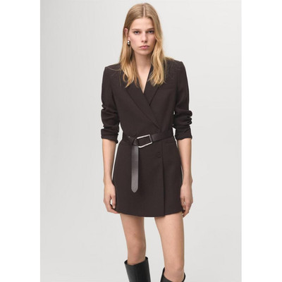 西班牙欧洲正品代购 MANGO 女士 腰带西装风连衣裙  27061242