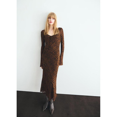 西班牙欧洲正品代购 MANGO 女士 豹纹长袖连衣裙  17015825