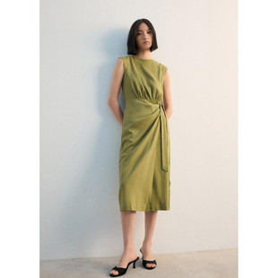 西班牙欧洲正品代购 MANGO 女士 亚麻包裹式连衣裙  27022548