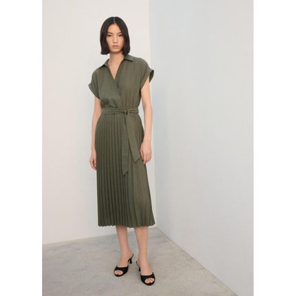 西班牙欧洲正品代购 MANGO 女士 褶皱衬衫式连衣裙  27022542