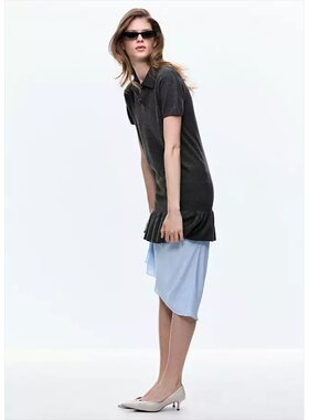西班牙欧洲代购 MANGO 女士 POLO 领针织连衣裙 37095850