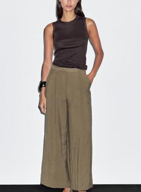 西班牙正品代购 MD 女士 及踝版打褶阔腿裤    5012512