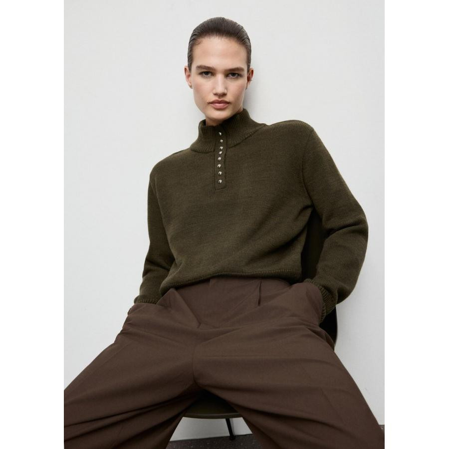 西班牙欧洲正品代购 MANGO 女士 铂金斯领纽扣毛衣  17007844