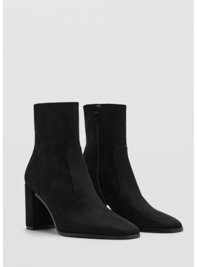 西班牙正品代购 MANGO  女士 绒面革粗跟踝靴 87080415