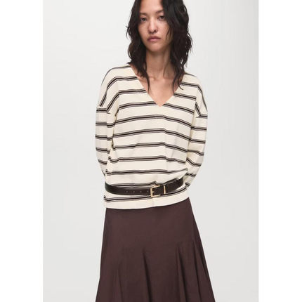 西班牙欧洲正品代购 MANGO 女士 条纹棉质混纺T恤衫 17084145