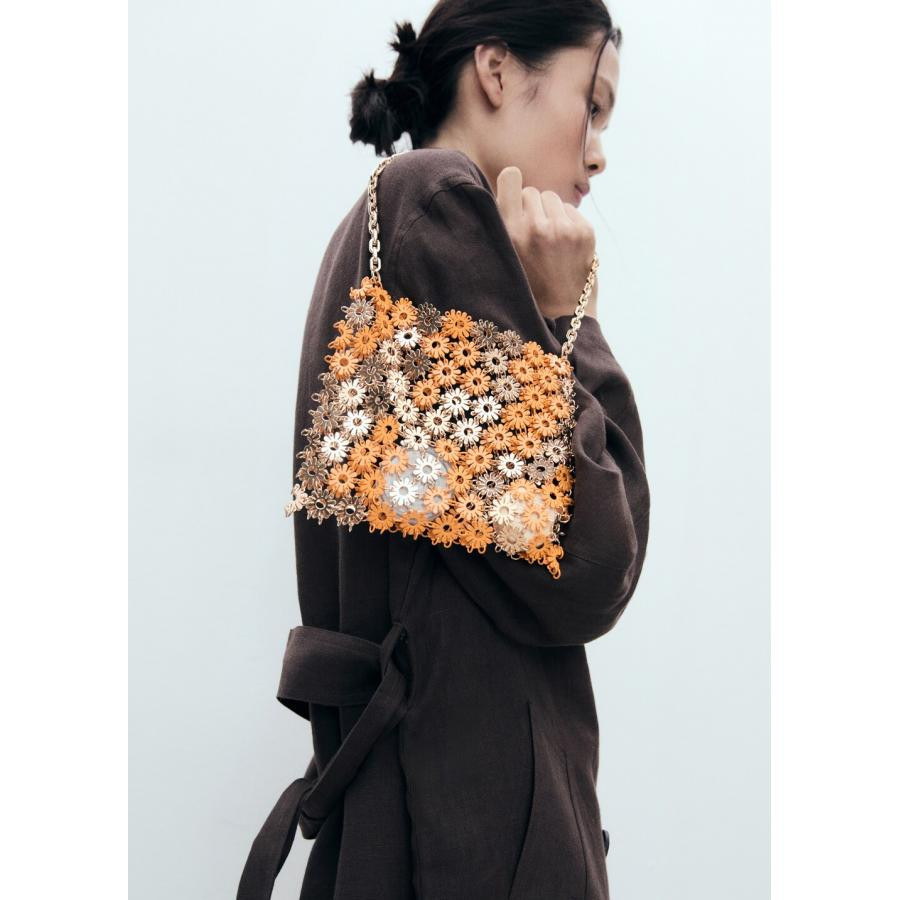 西班牙欧洲正品代购 MANGO 女士 金属花朵肩背包  87075735
